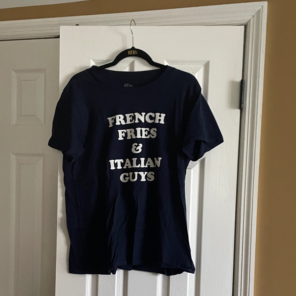 J. Crew Navy Graphic Tee with White Slogan - Never worn
